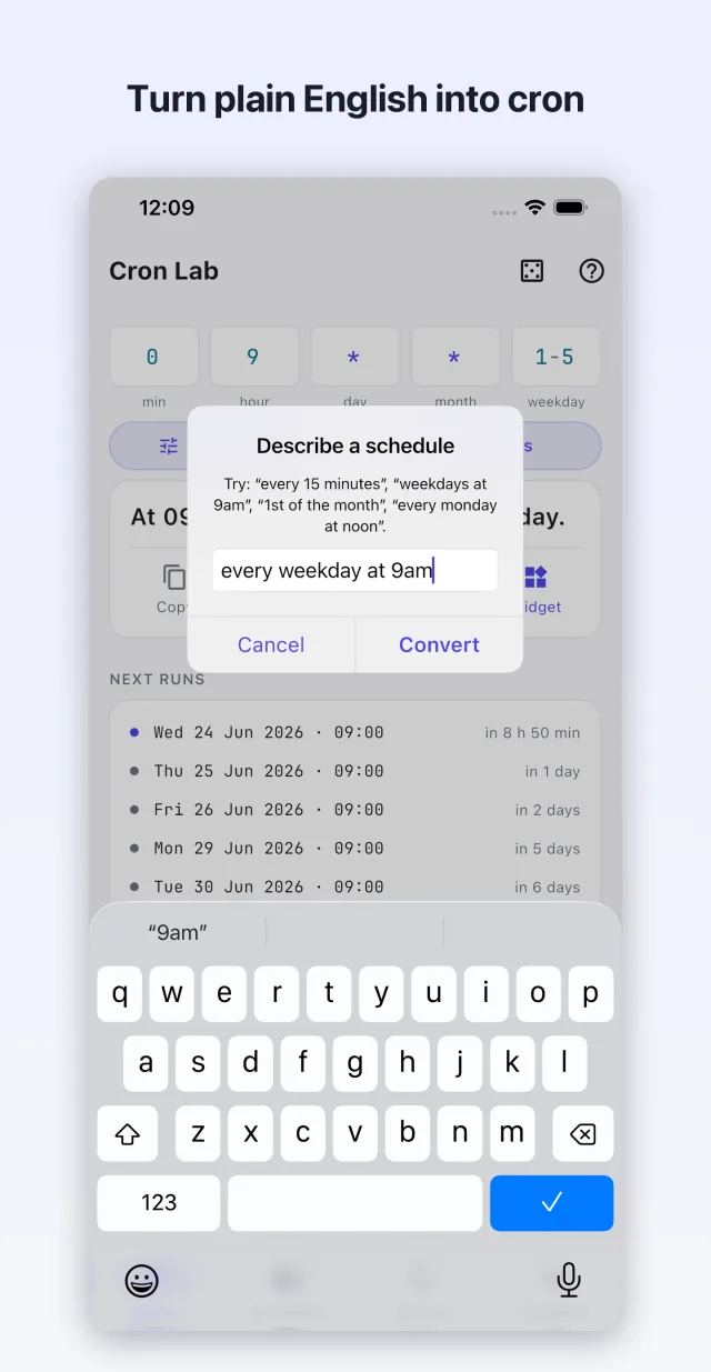 Turn plain English into cron