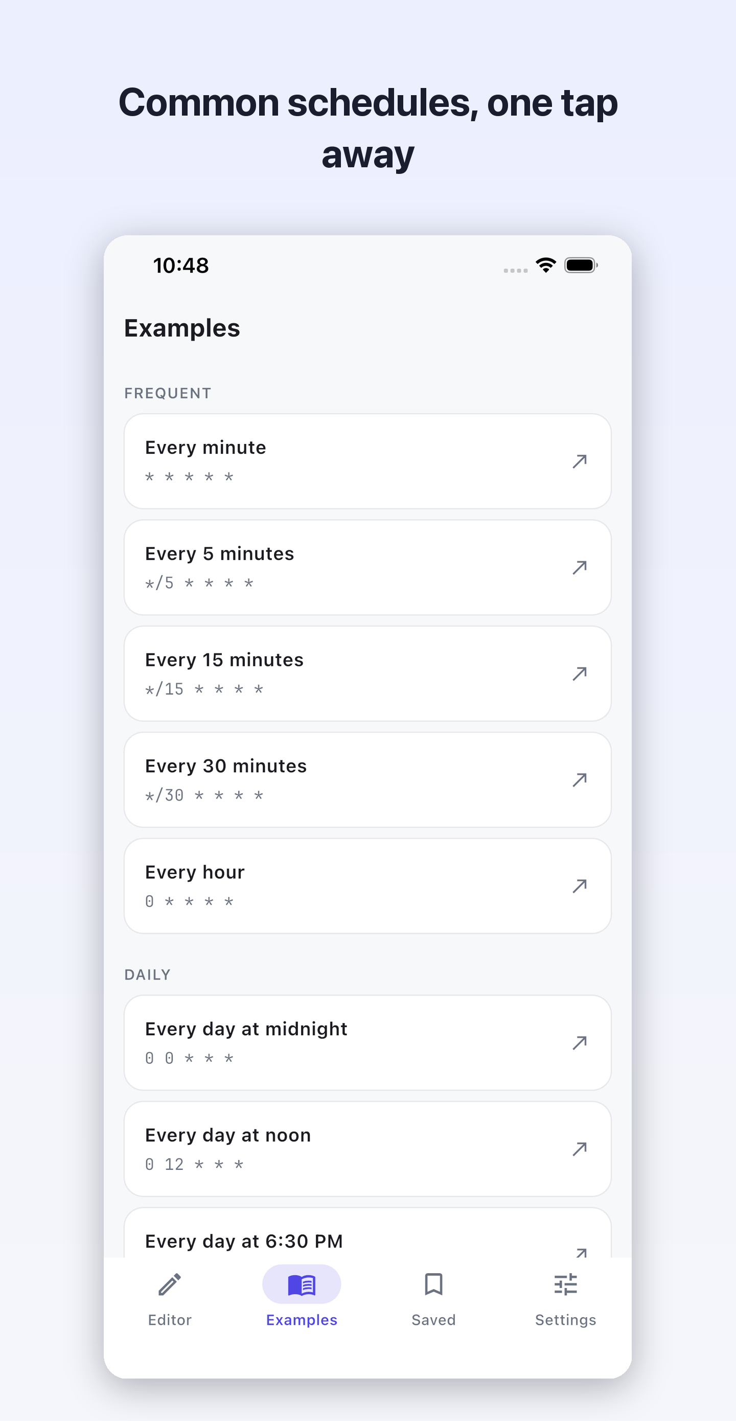 Common schedules, one tap away