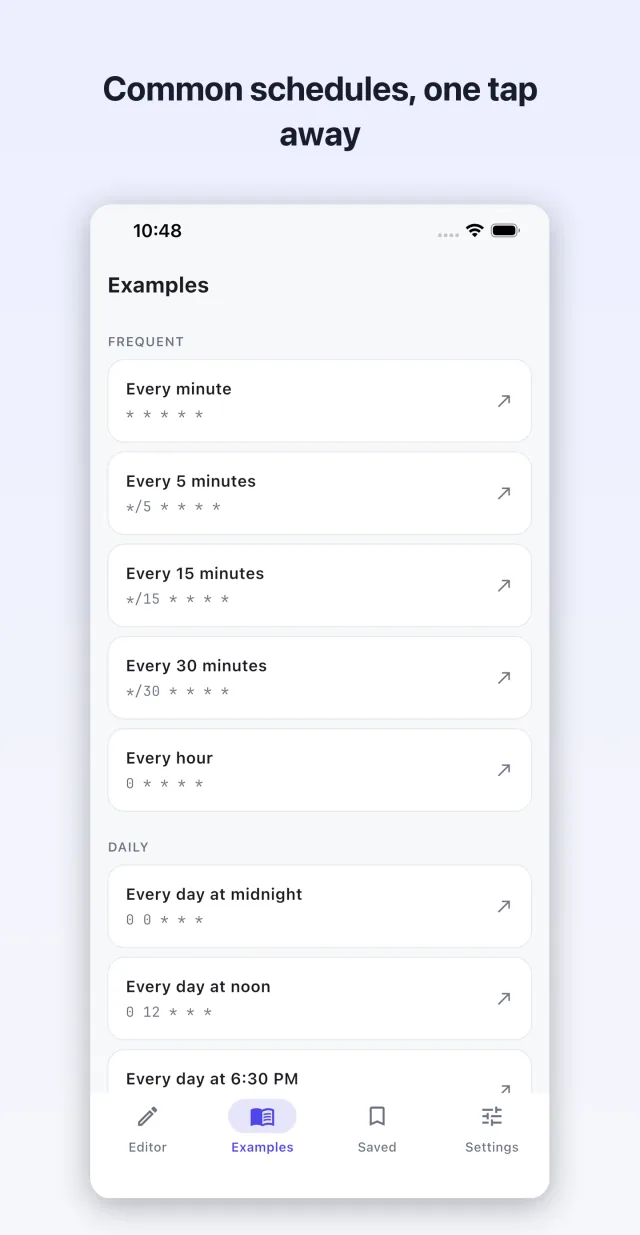 Common schedules, one tap away