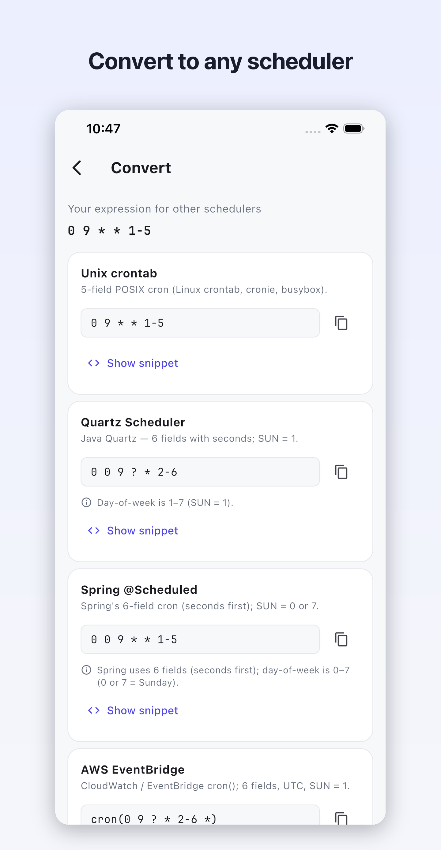 Convert to any scheduler
