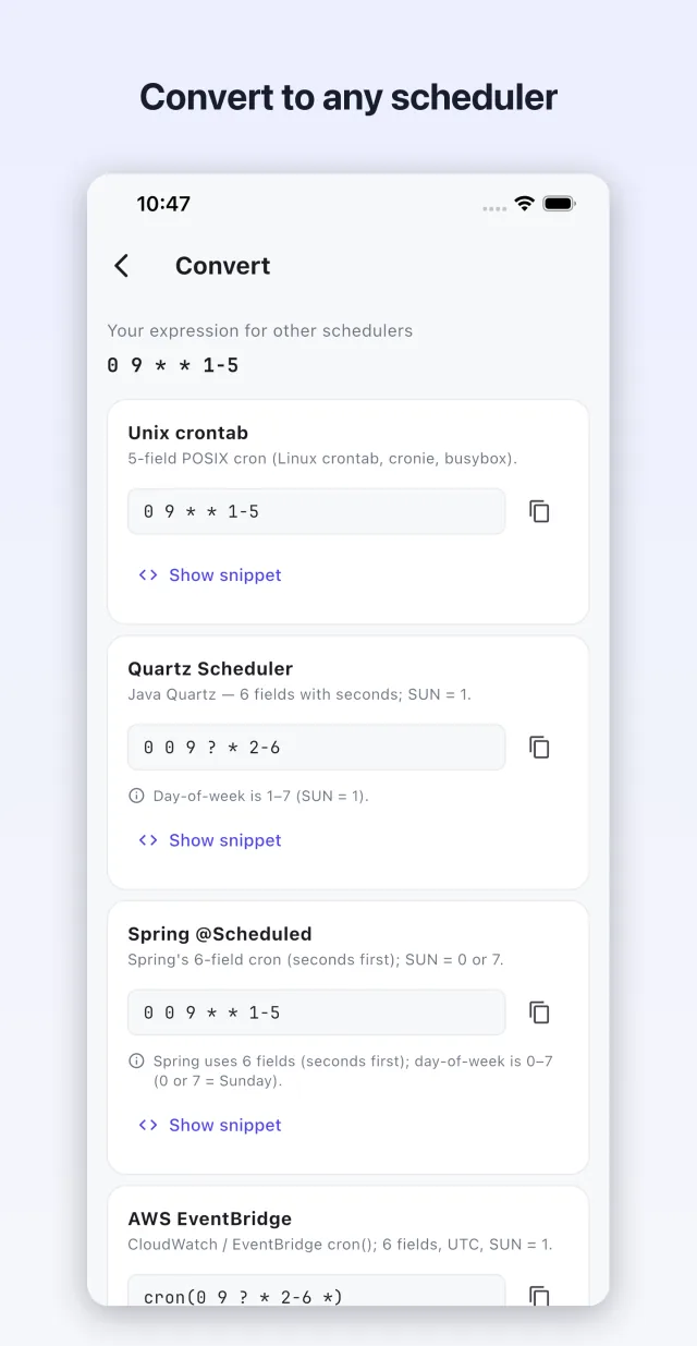 Convert to any scheduler