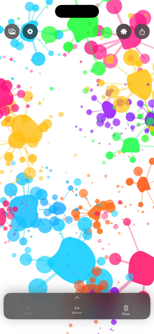 A vivid multicolor splatter painting on a white canvas