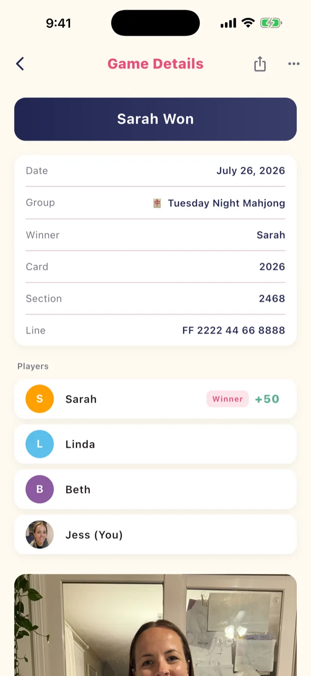 A scored game: every player's points tallied automatically