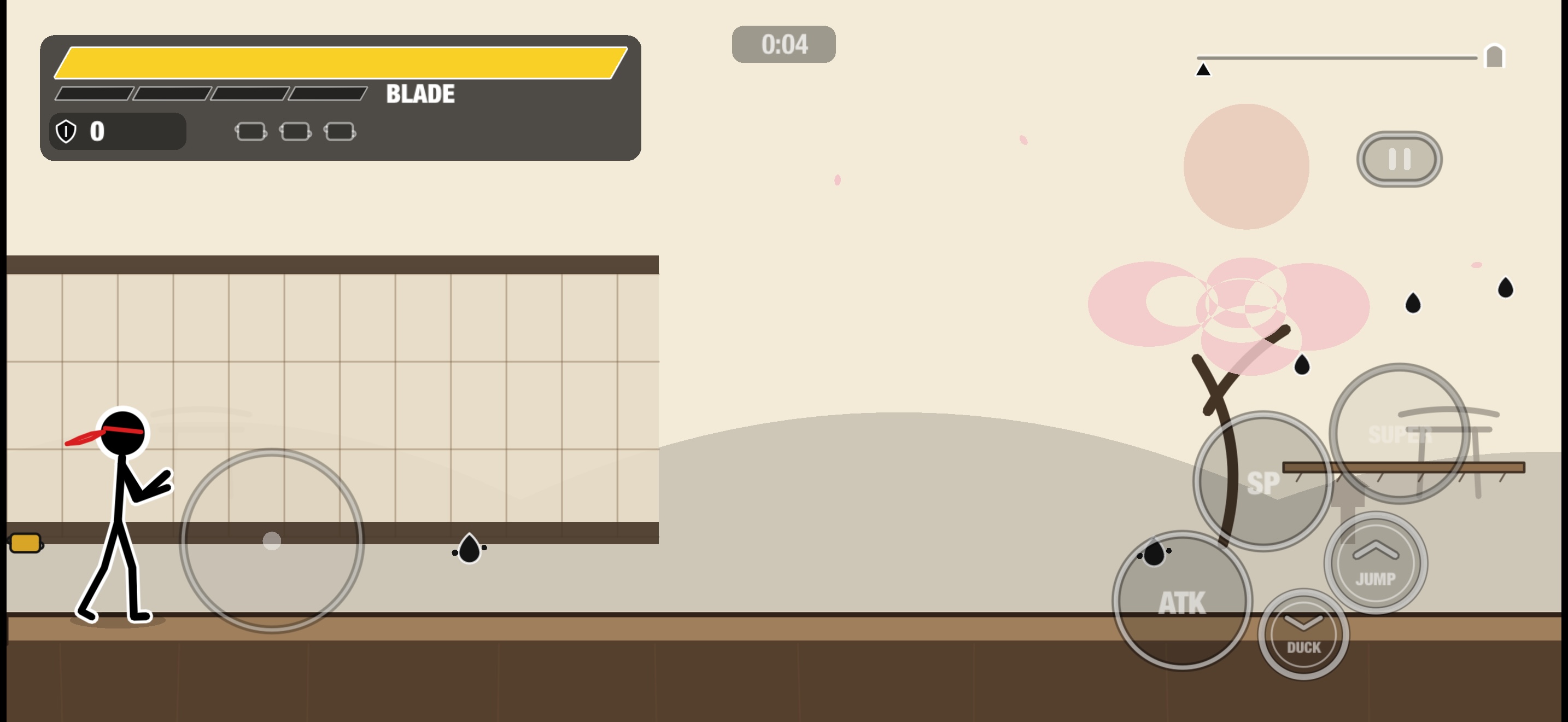 Blade at the start of Paper Gardens, with touch controls